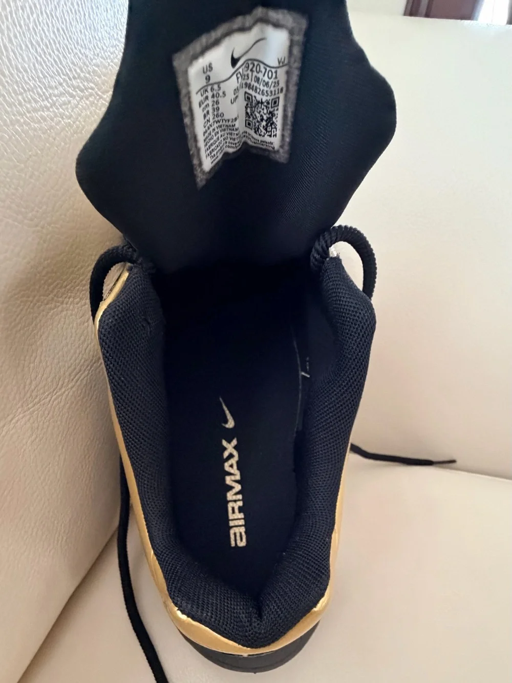 Nike Air Max Muse Metallic Gold Black Mesh Women's Sneakers Sz 9 FV1920-701